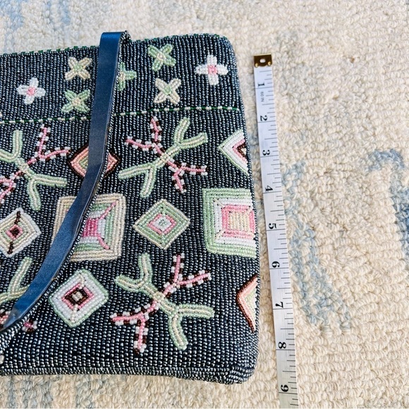 Vtg 80's Comeco Funky Boho Glass Beaded Bag Purse Abstract Geometric 11x8x2 - Picture 7 of 9